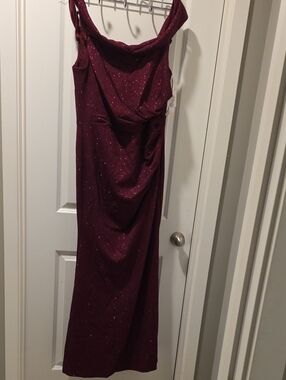 Oleg Cassini Sparkling Wineberry Maxi Dress Women's Formal Evening Cocktail Gown